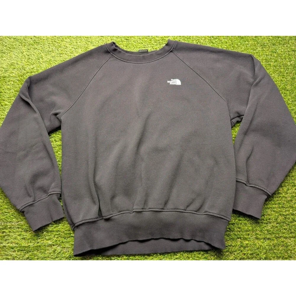 The North Face Men’s M Black Crewneck Sweatshirt Embroidered Logo Pullover